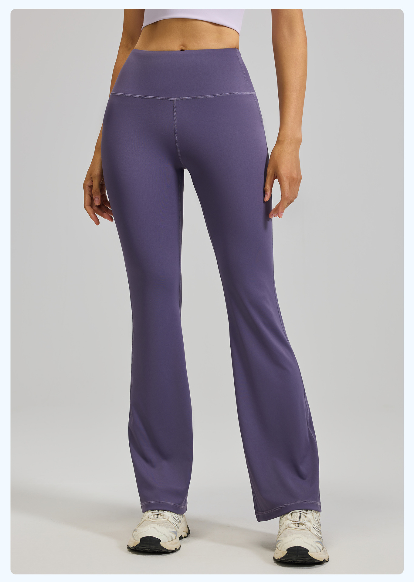 Women's High Waist Flared Yoga Pants, Slimming Bootcut Leggings, Deep Purple