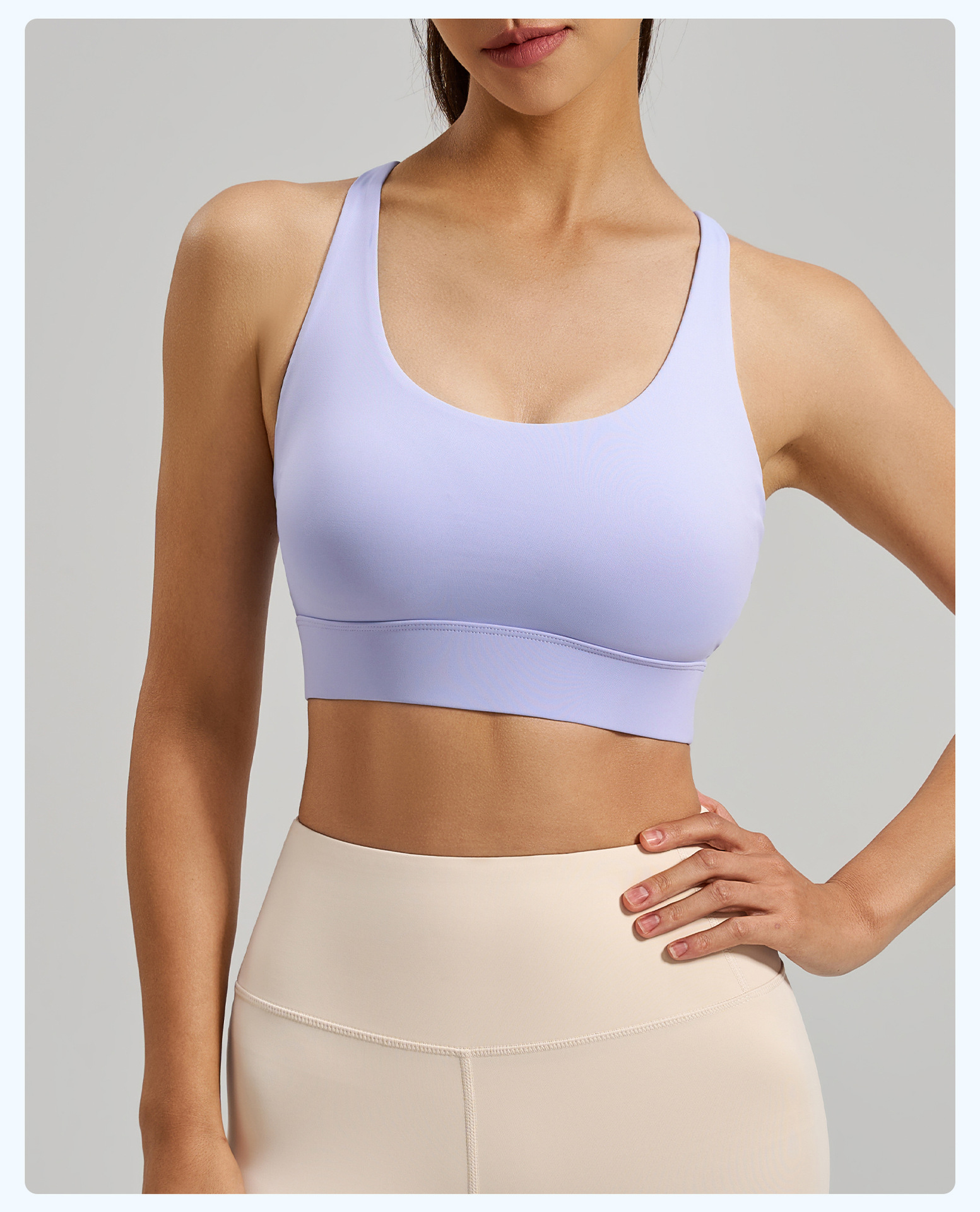 Medium Support Sports Bra, Breathable Yoga Crop Top, Lavender