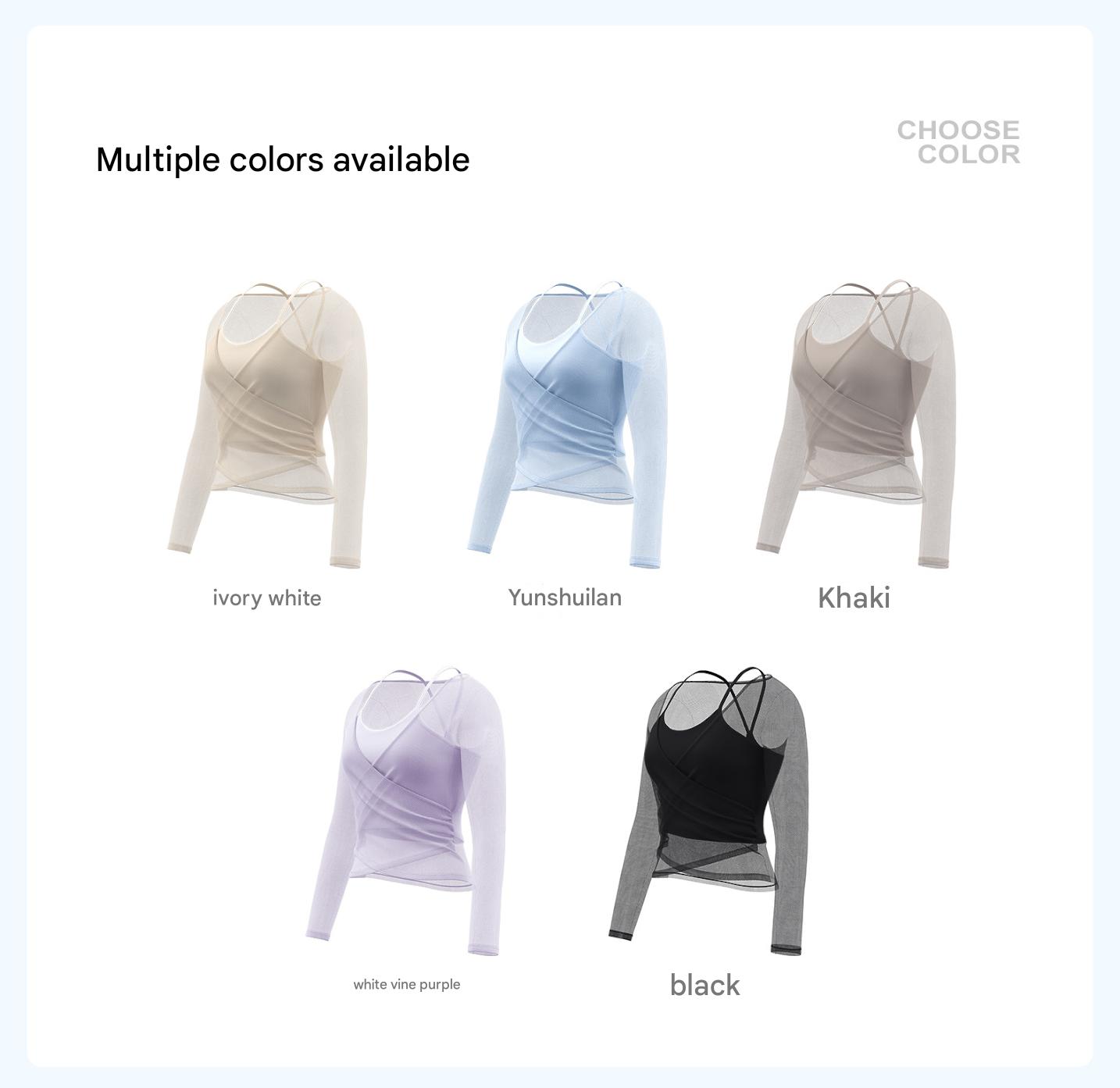 Women's Sheer Mesh Long Sleeve Yoga Top, Backless Layered Workout Shirt, Black - Image 4