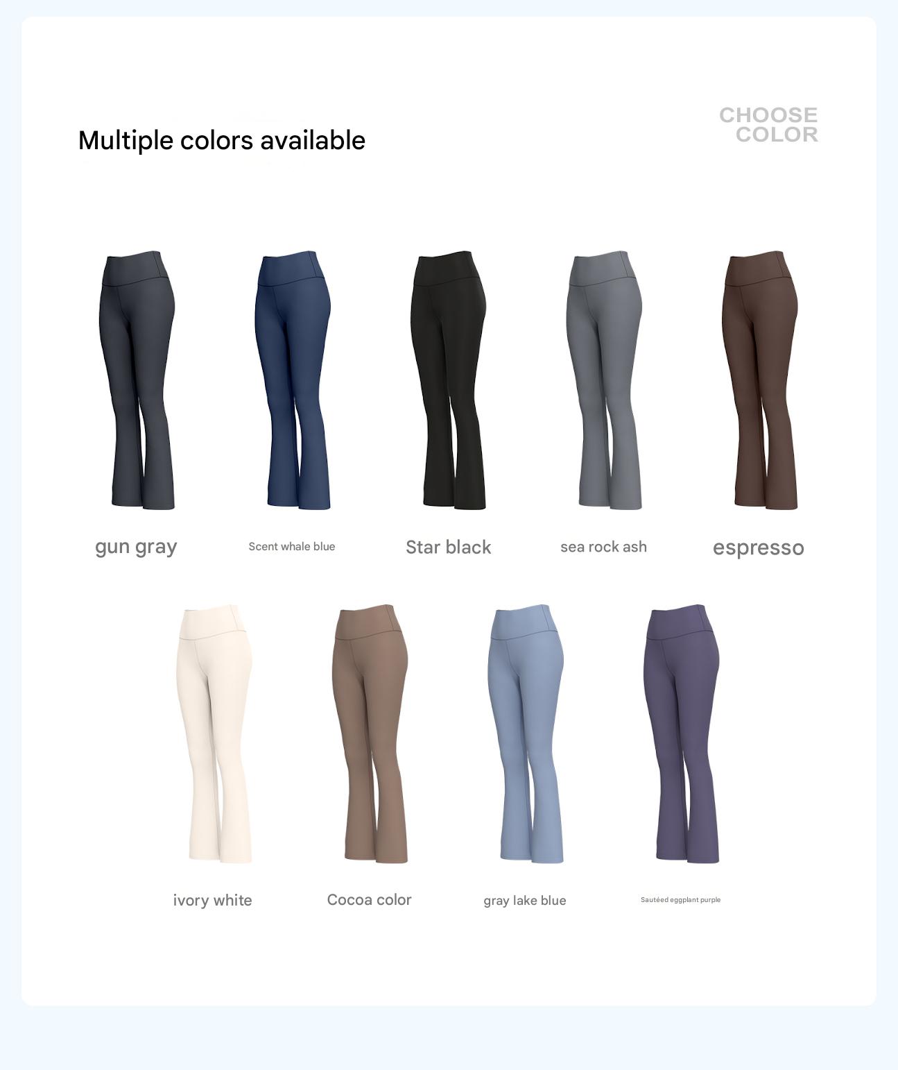 Flared Yoga Leggings, High Waist Tummy Control Bootcut Pants, Cream White - Image 3