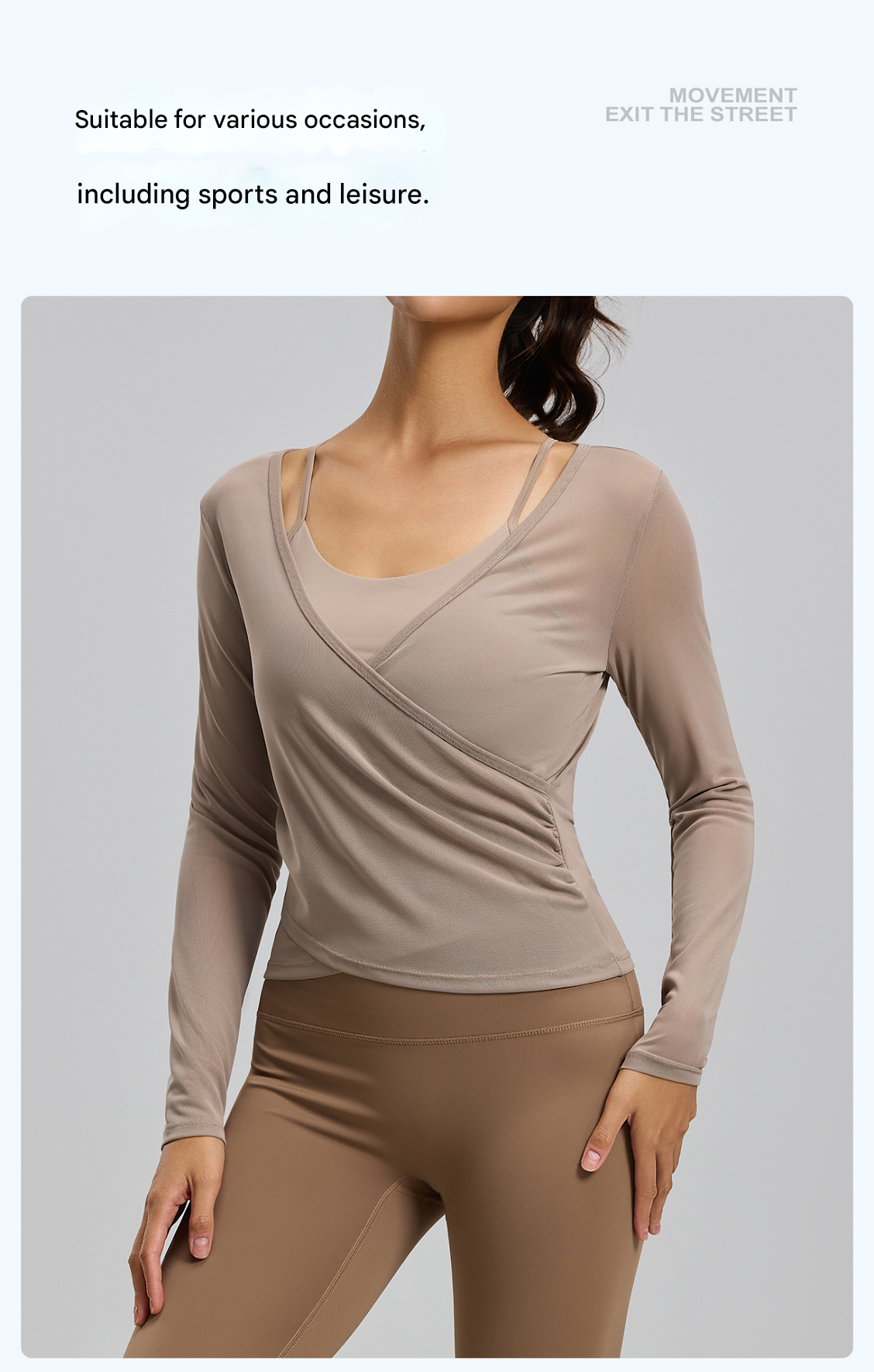 Women's Sheer Mesh Long Sleeve Yoga Top, Backless Layered Workout Shirt, Black - Image 6