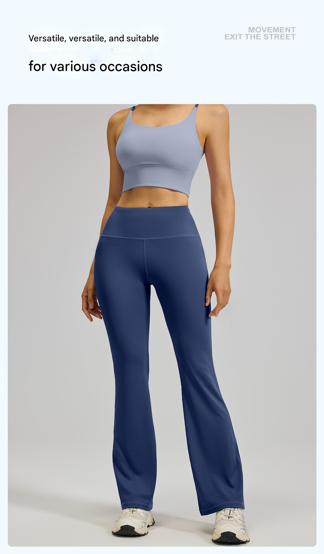 Flared Yoga Leggings, High Waist Tummy Control Bootcut Pants, Cream White - Image 5