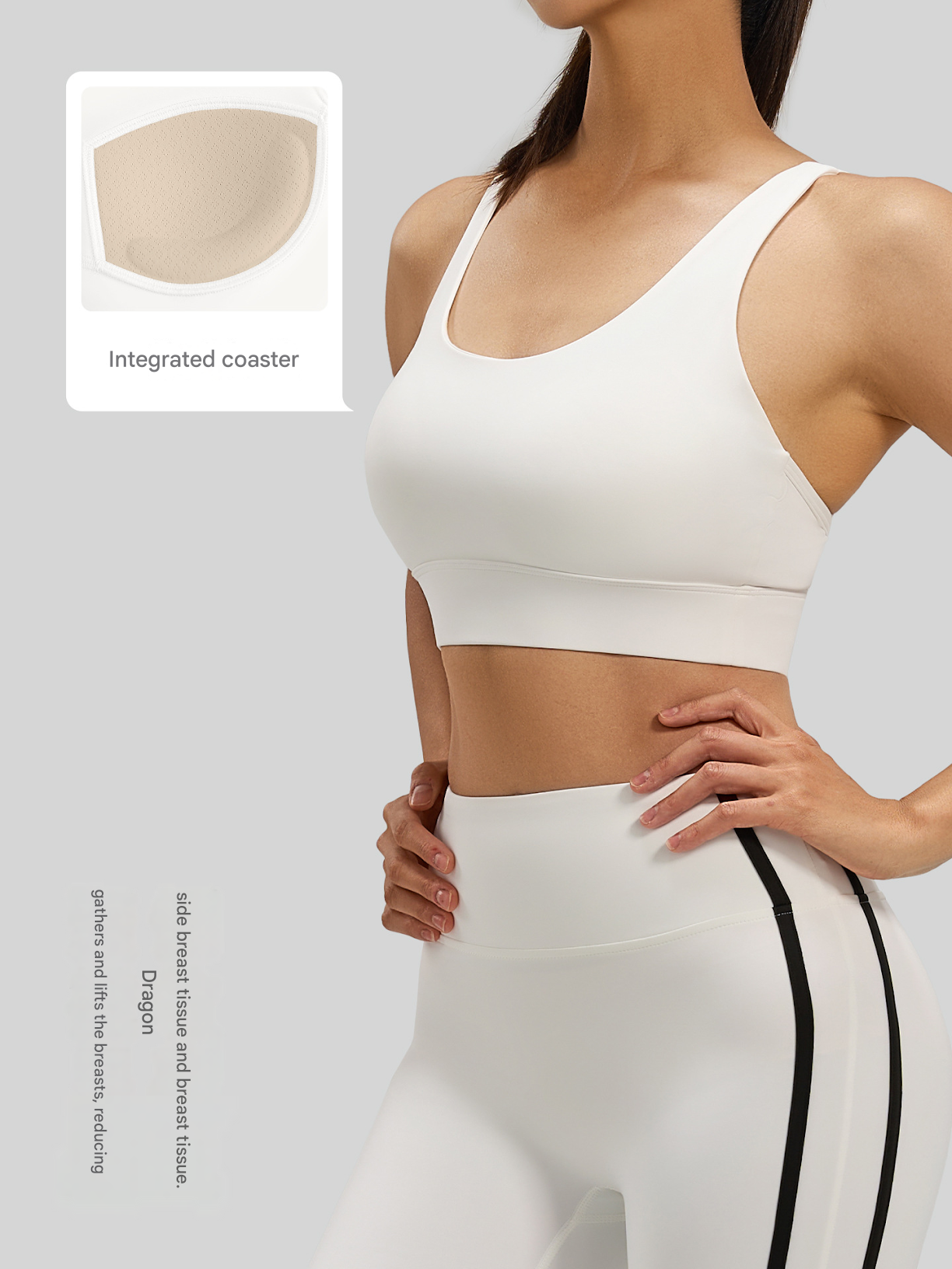 Medium Support Sports Bra, Breathable Yoga Crop Top, Lavender - Image 4